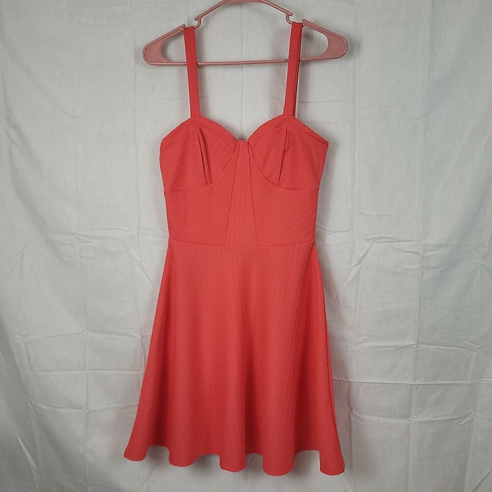 Connection 18 Womens Coral Sleeveless Sweetheart Neck A‎ Line Dress Size Small